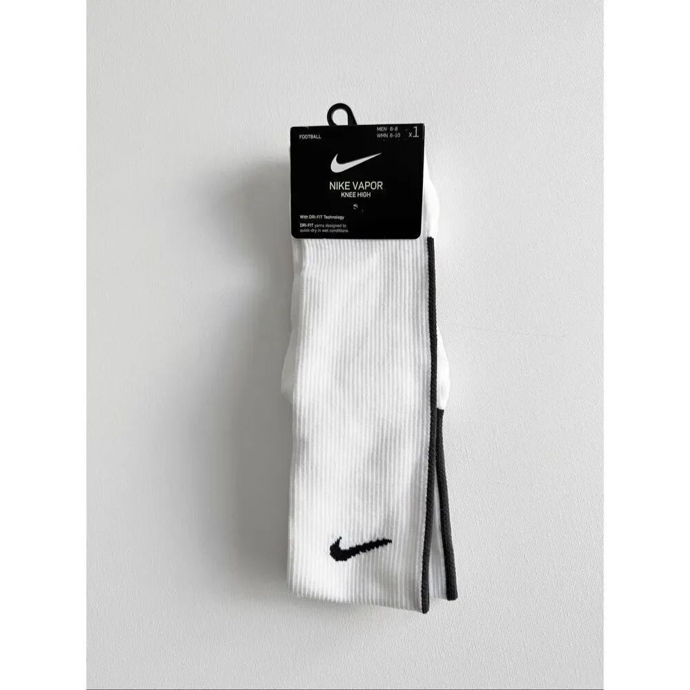 NIKE Men/ Women  Vapor Knee High football  Socks size M 6-8 W 6-10 Black White